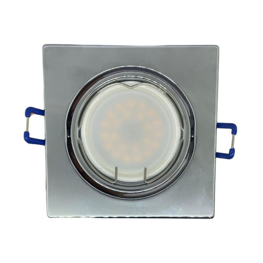 Portafaretto GU10 MR16 Cromo Lucido - Quadrato Orientabile-Asia LED