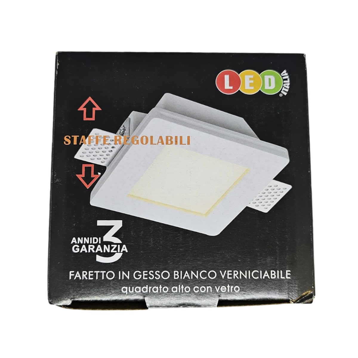Faretto in Gesso Quadrato Bianco con Vetro + GU10 Morsetto Inclusi - LED ITALIA
