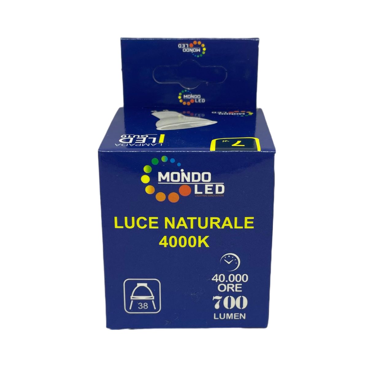 Lampadina LED Gu10 7w SPOT Trasparente | COB 38° Luce Naturale 4000k - Alta Luminosità