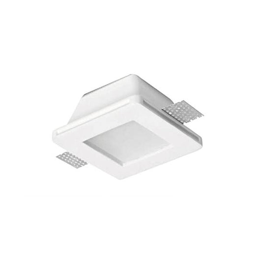 Porta Faretto In Gesso GU10 Da Incasso Quadrato + Vetro -LED ITALIA