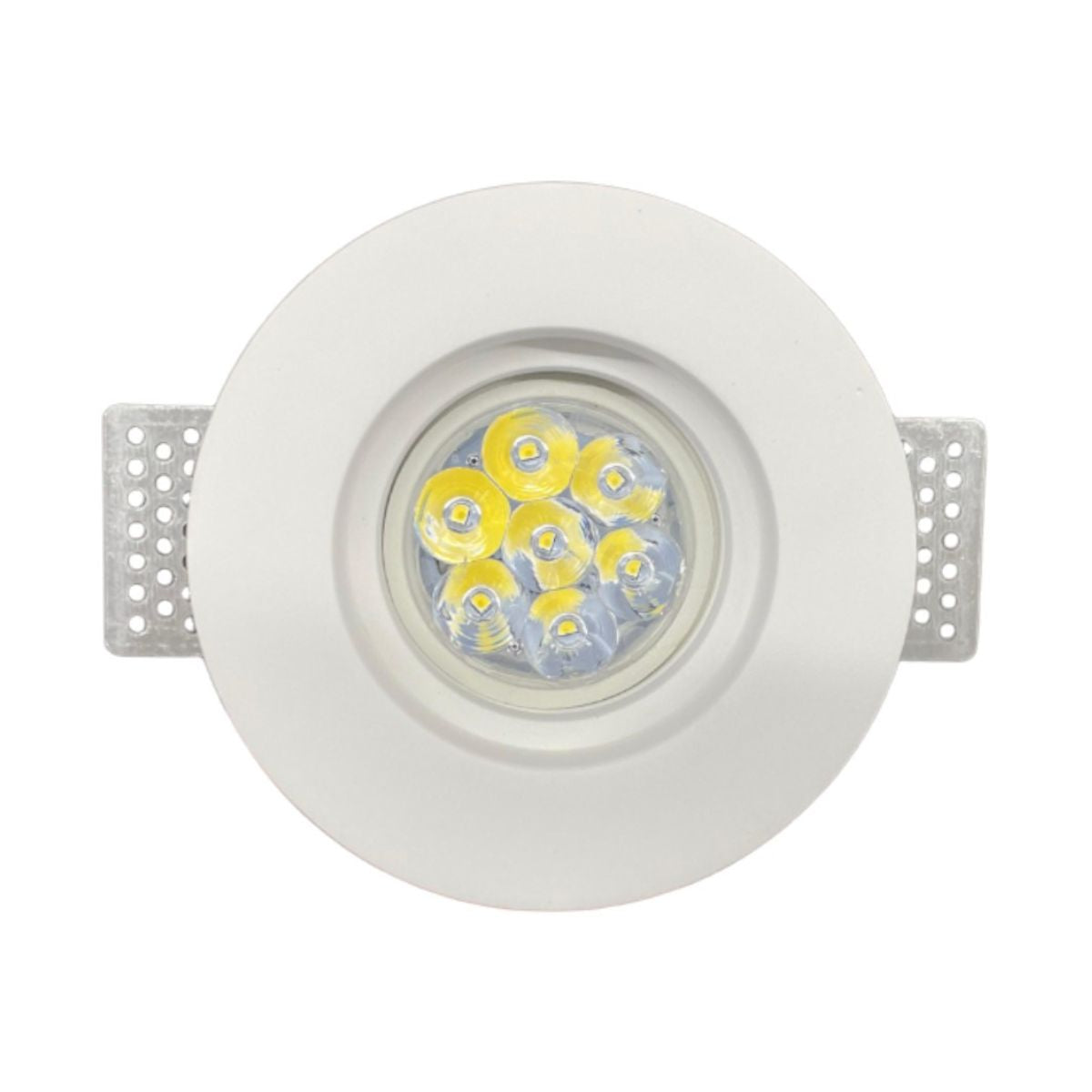 Portafaretto In Gesso Bianco Da Incasso - Tondo GU10 Ø 100 mm -