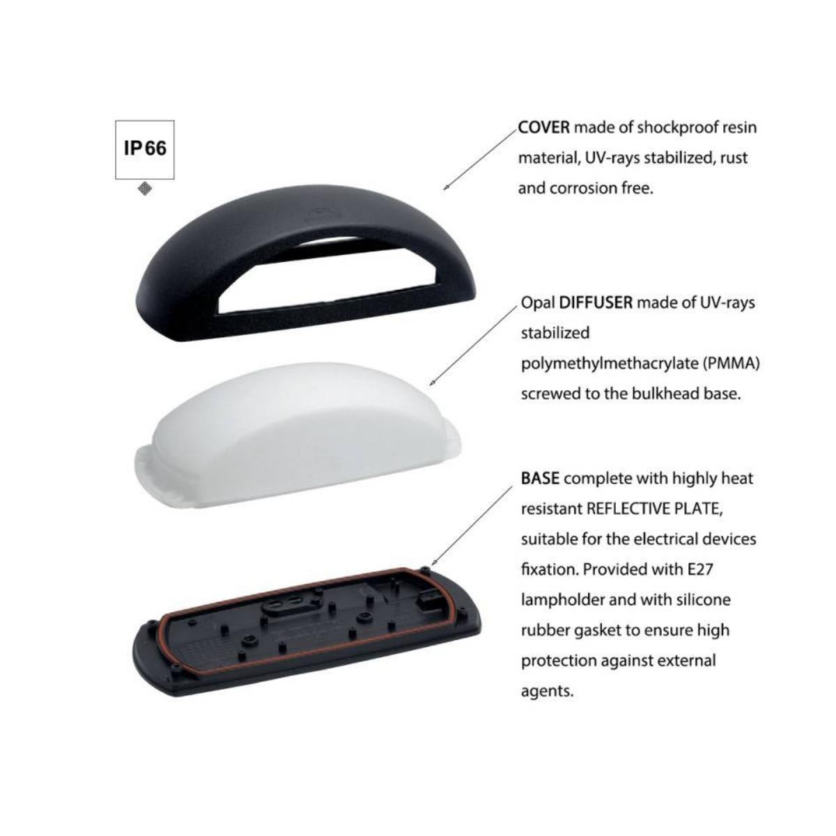 Applique Lampada CCT da Parete Nero (Francy) 8,5w IP66 - Fumagalli