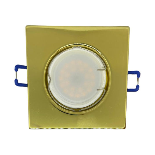 Portafaretto GU10 Quadrato –Fisso- 82mm x 82mm | Diametro 60mm Colore ORO LUCIDO-Asia LED