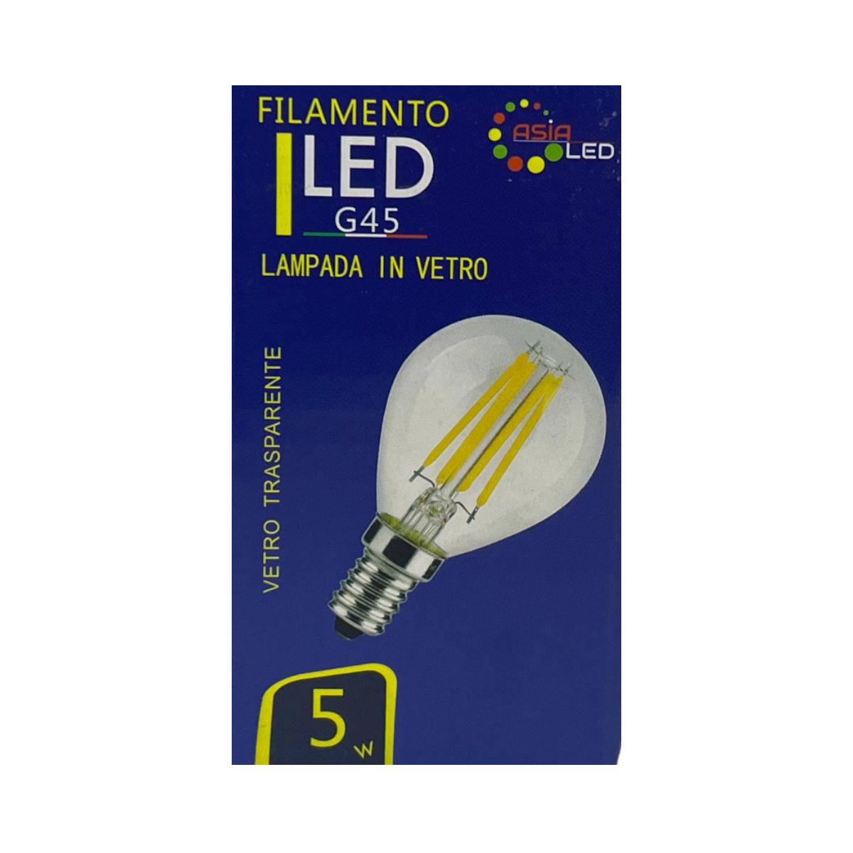 Lampadina LED a Filamento E14 G45 Mini Globo 5W , 6500 Lumen,4000k -Asia Led