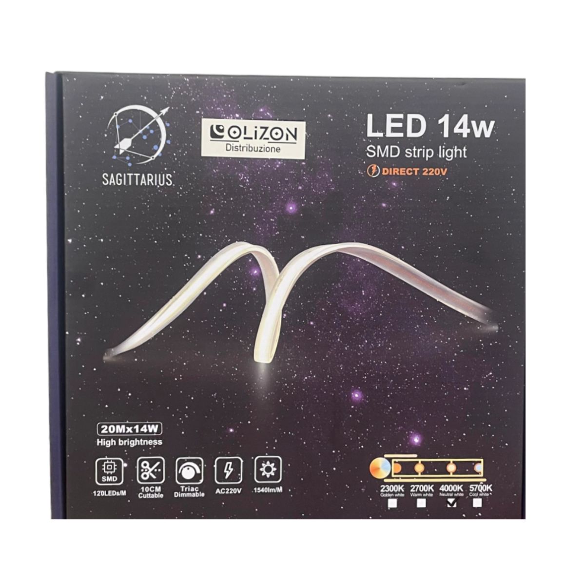 Bobina 20 Metri Neon LED SMD 220V 14W/m 120LED/m Luce Fredda 5700K - Olizon