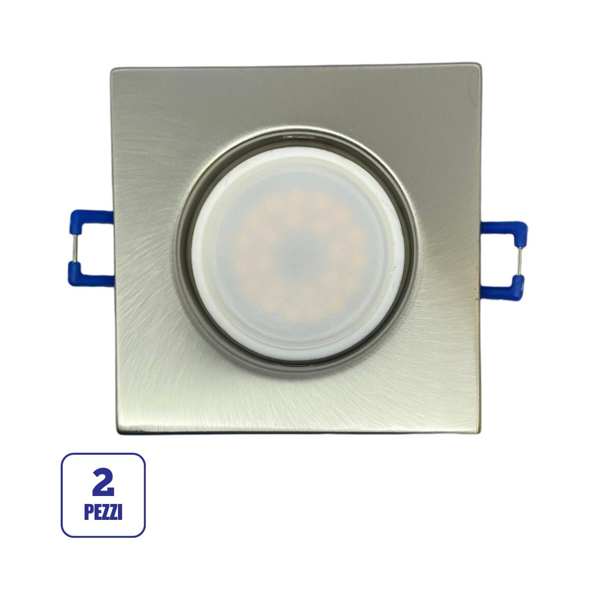 Portafaretto GU10 Quadrato –Fisso- 82mm x 82mm | Diametro 60mm Colore NICKEL SATINATO-Asia LED