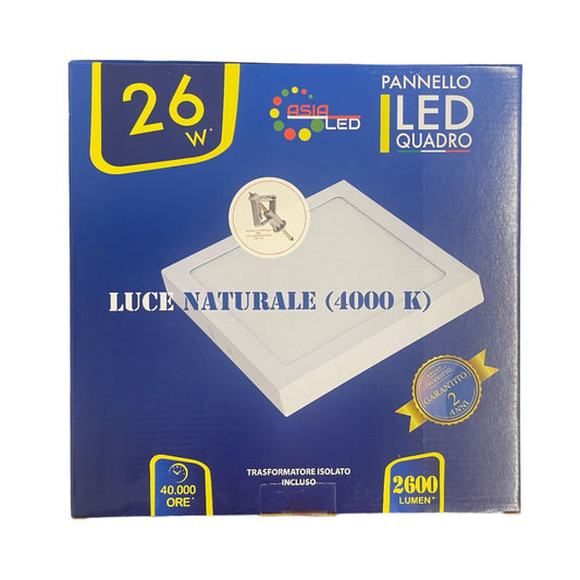 Plafoniera LED 26W Quadrata - Bianca 300x300mm-Luce Naturale 4000k
