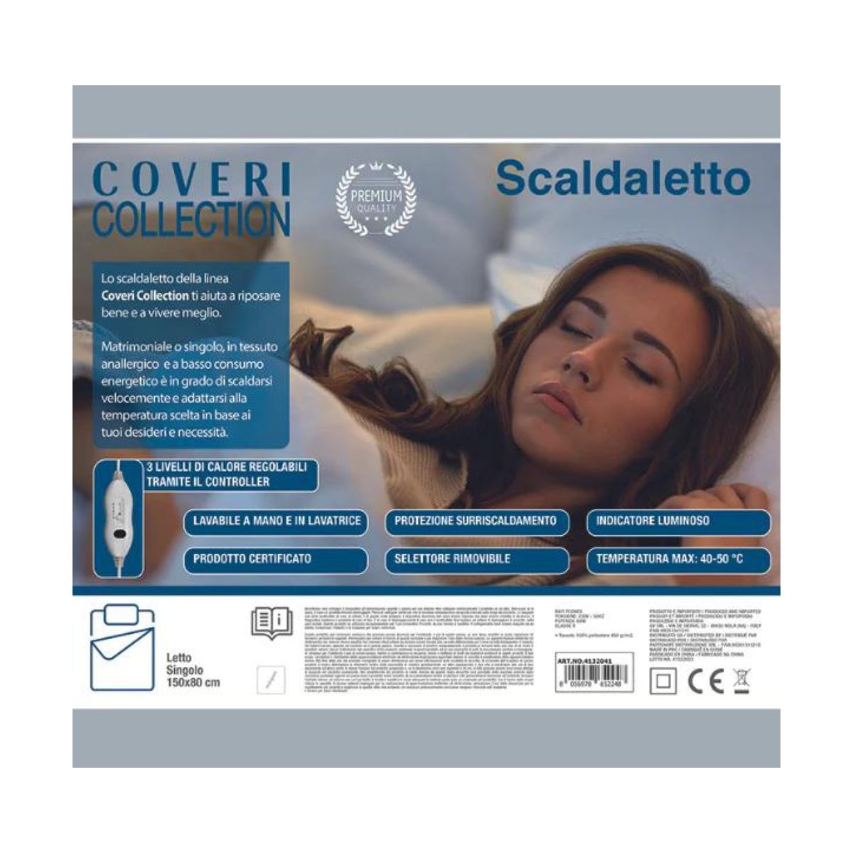 Scaldaletto elettrico singolo 150x80 3 temperature MOD.WP-COVERI