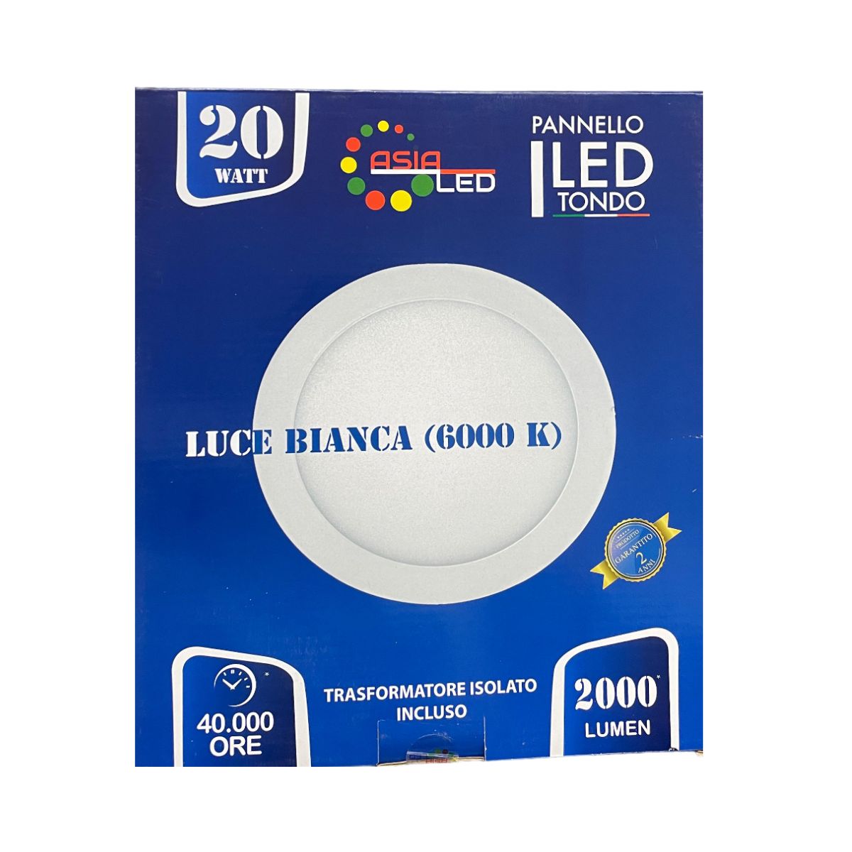 Pannello LED 20W Ø225mm Tondo Bianco - Luce Fredda 6000K - Asia LED