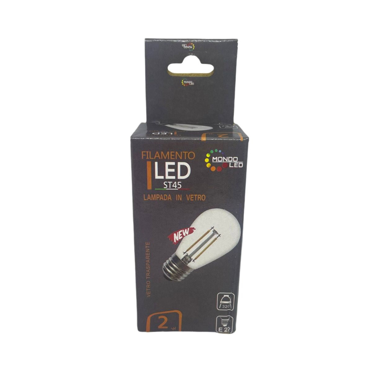 Lampadina LED a Filamento E27 ST45 Traspar. 2w 2700k Luce Calda - Mondo LED