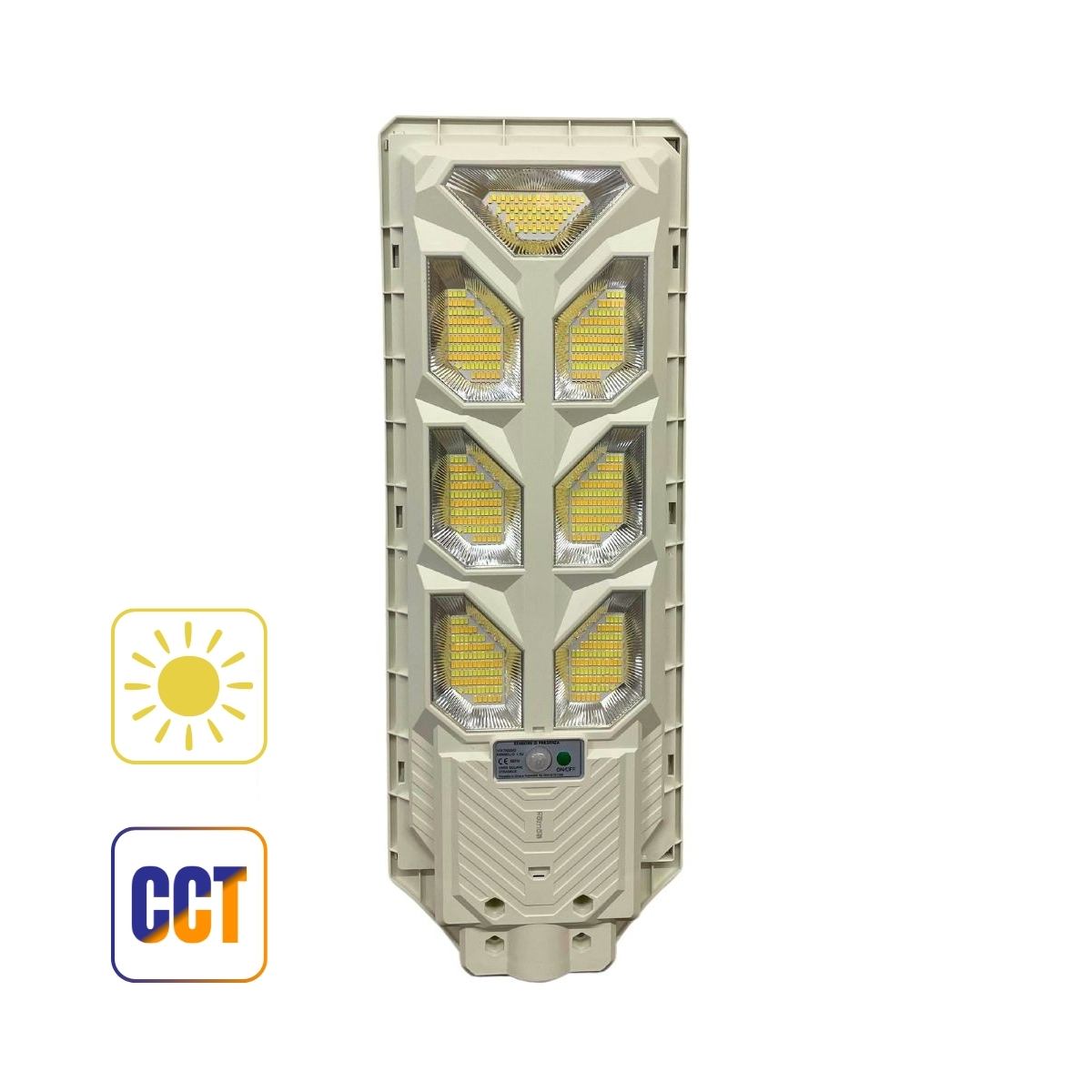 Faro Solare Stradale 360W CCT C/Telecom. e Staffa Struttura Bianca