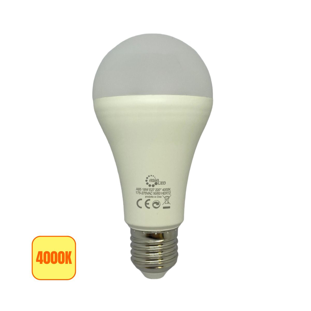 Lampadina LED E27 18w | A65 SMD Luce Naturale 4000k - Alta Luminosità