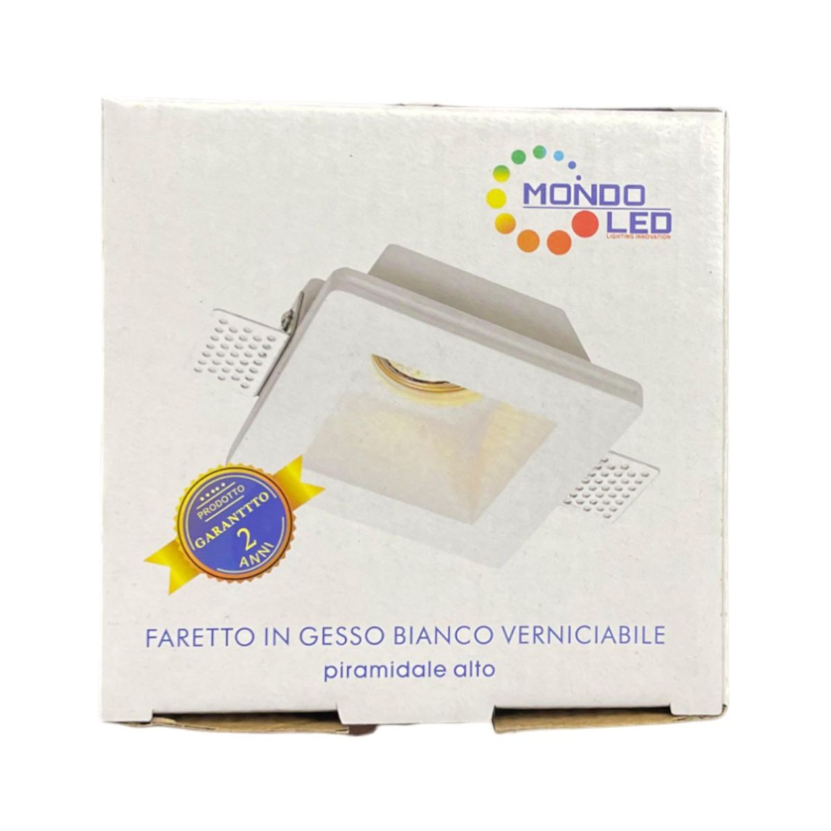 Portafaretto In Gesso Da Incasso Quadrato Interno Conico GU10 120x120x45 mm Mondo Led