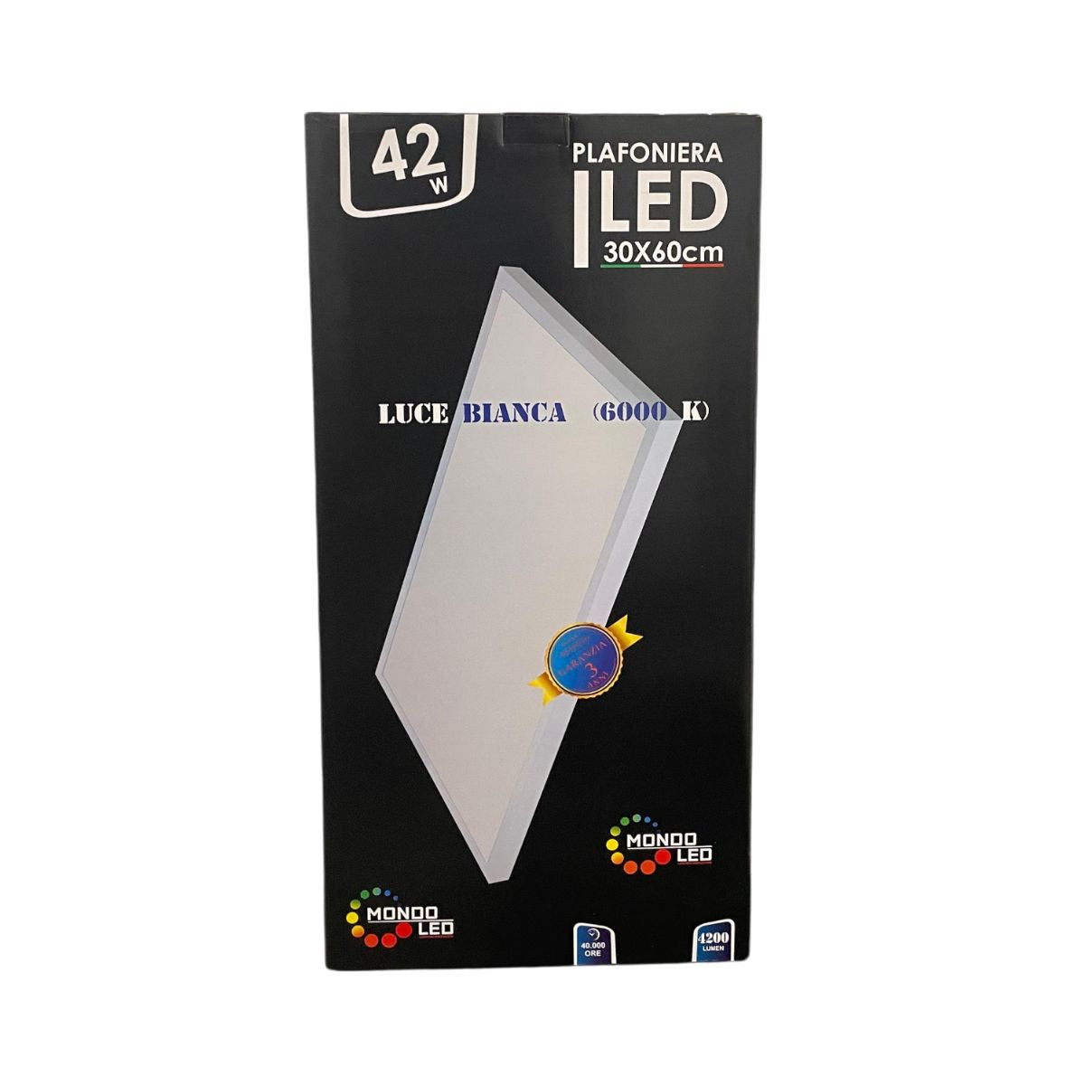 Plafoniera LED 42w Luce Fredda 6000k con Trasformatore - 30x60cm - Mondo Led