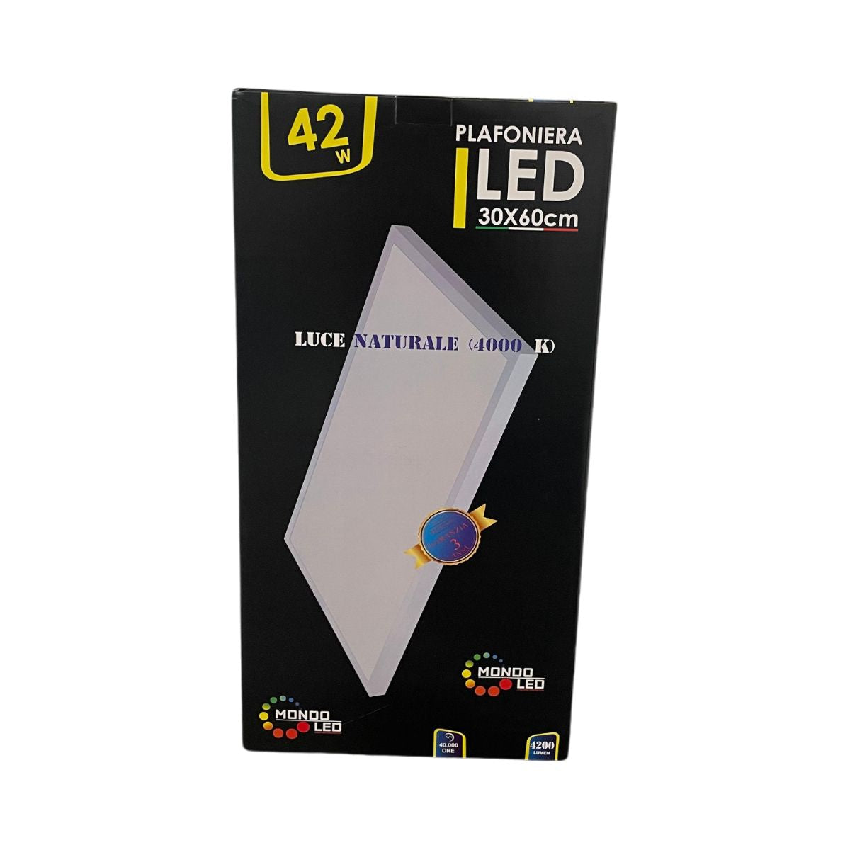 Plafoniera LED 42w Luce Naturale 4000k con Trasformatore - 30x60cm - Mondo Led