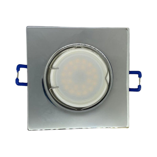 Portafaretto GU10 Quadrato – 82mm x 82mm | Diametro 60mm Colore CROMO LUCIDO-Asia LED