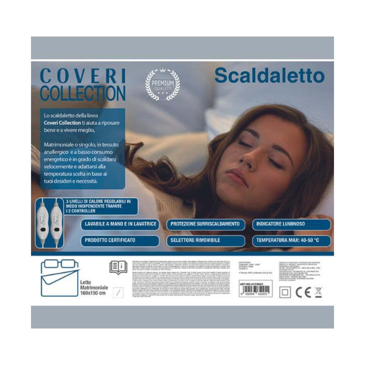 Scaldaletto elettrico matrimoniale 160x150 3 temperature MOD.WP-COVERI