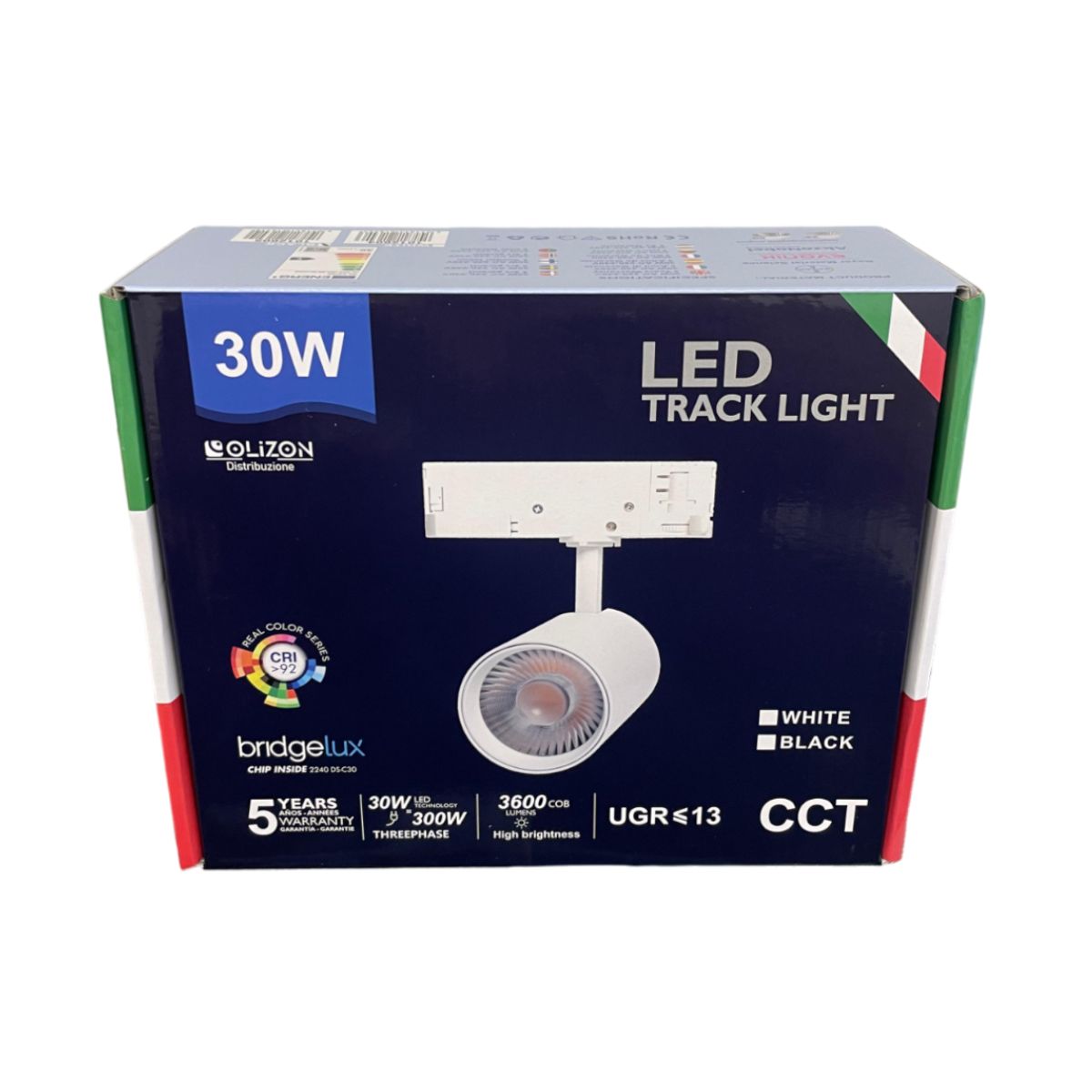 Track LED Trifase 30w Nero COB CCT 3600 Lumens - CRI 92 UGR 13 - Olizon