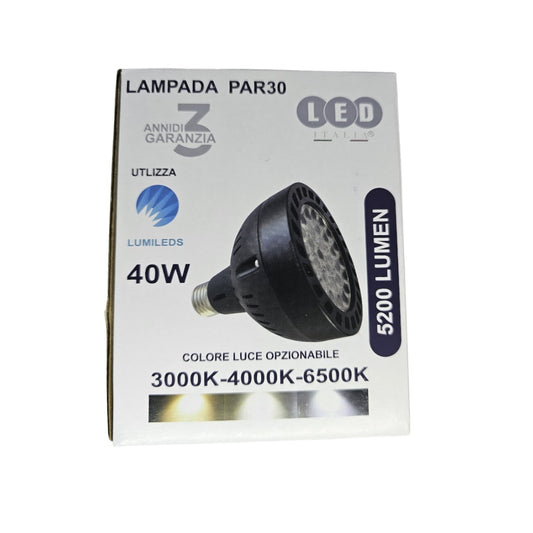 Lampadina E27 PAR 30 38° 40w Nero CCT