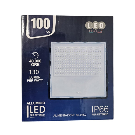 Faro LED 100w 4500k Nero IP66 con Pannello Solare con Crepuscolare + Telecomando-LED ITALIA