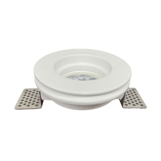 Portafaretto In Gesso Bianco Da Incasso - Tondo GU10 Ø 100 mm -