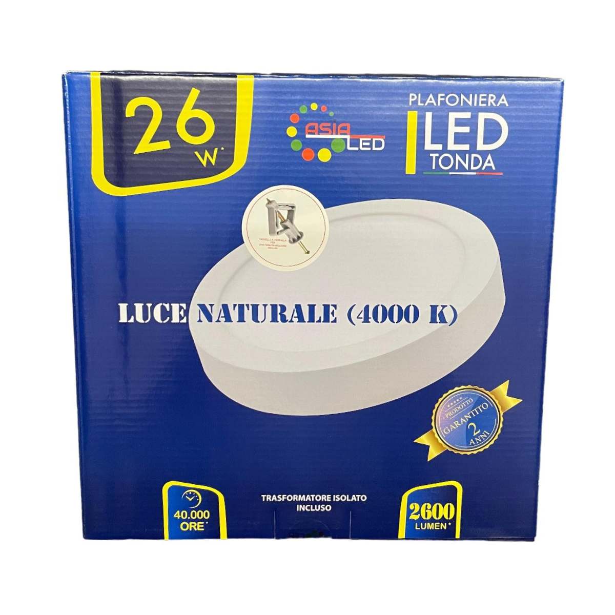 Plafoniera LED 26W Rotonda - Bianca 300X300mm-Luce Naturale 4000k