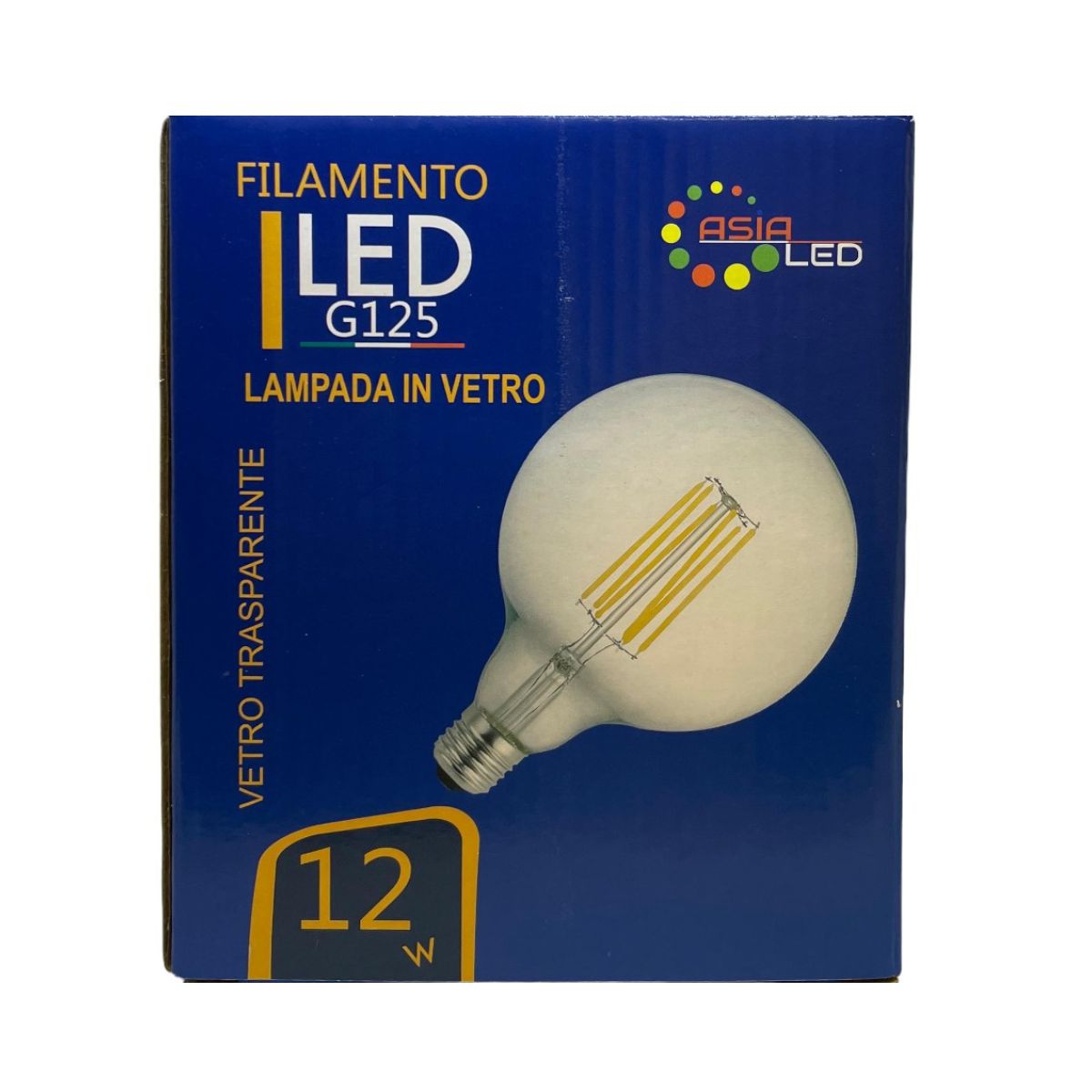 Lampadina LED Globo a Filamento E27 12w G125 - Luce Calda 2700k - Asia Led