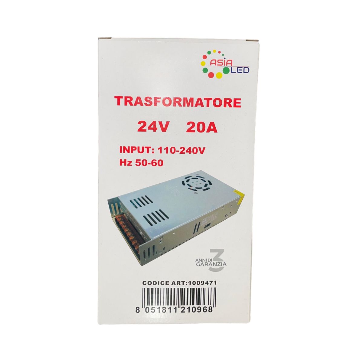 Trasformatore 24v per Strisce Led - 480 Watt 20A - Asia Led