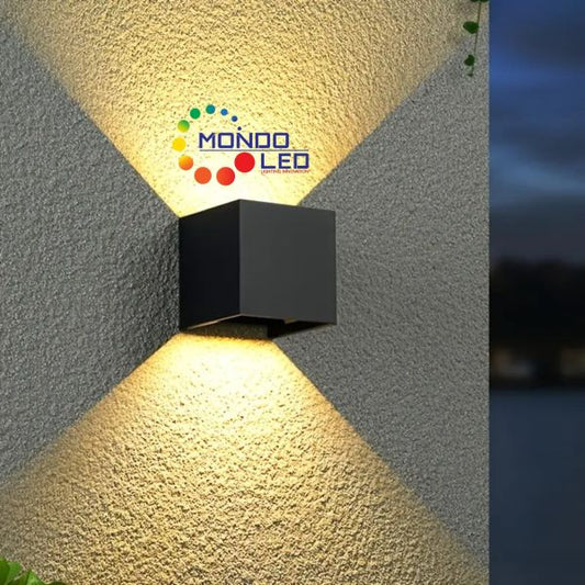 Applique da Esterno LED 12W (6+6) Nero 3000K 1200 Lumen IP65 - Mondo LED