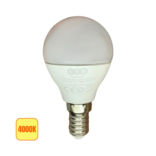 Lampadina LED E14 8w | P45 Luce Naturale 4000k - Alta Luminosità