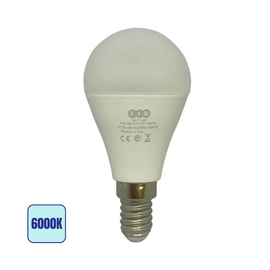 Lampadina LED E14 8w | P45 -Luce Fredda 6000k-Led Italia