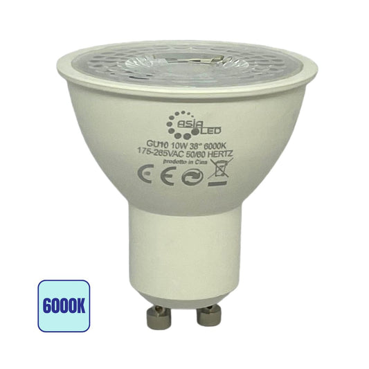 Lampadina LED Gu10 10w SPOT LIGHT Opaca | COB 38° Luce Fredda 6000k - Alta Luminosità