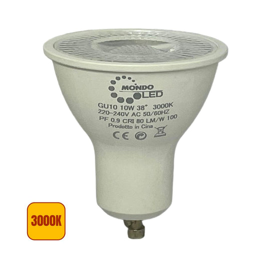 Lampadina LED Gu10 10w SPOT LIGHT Opaca | COB 38° Luce Calda 3000k - Alta Luminosità