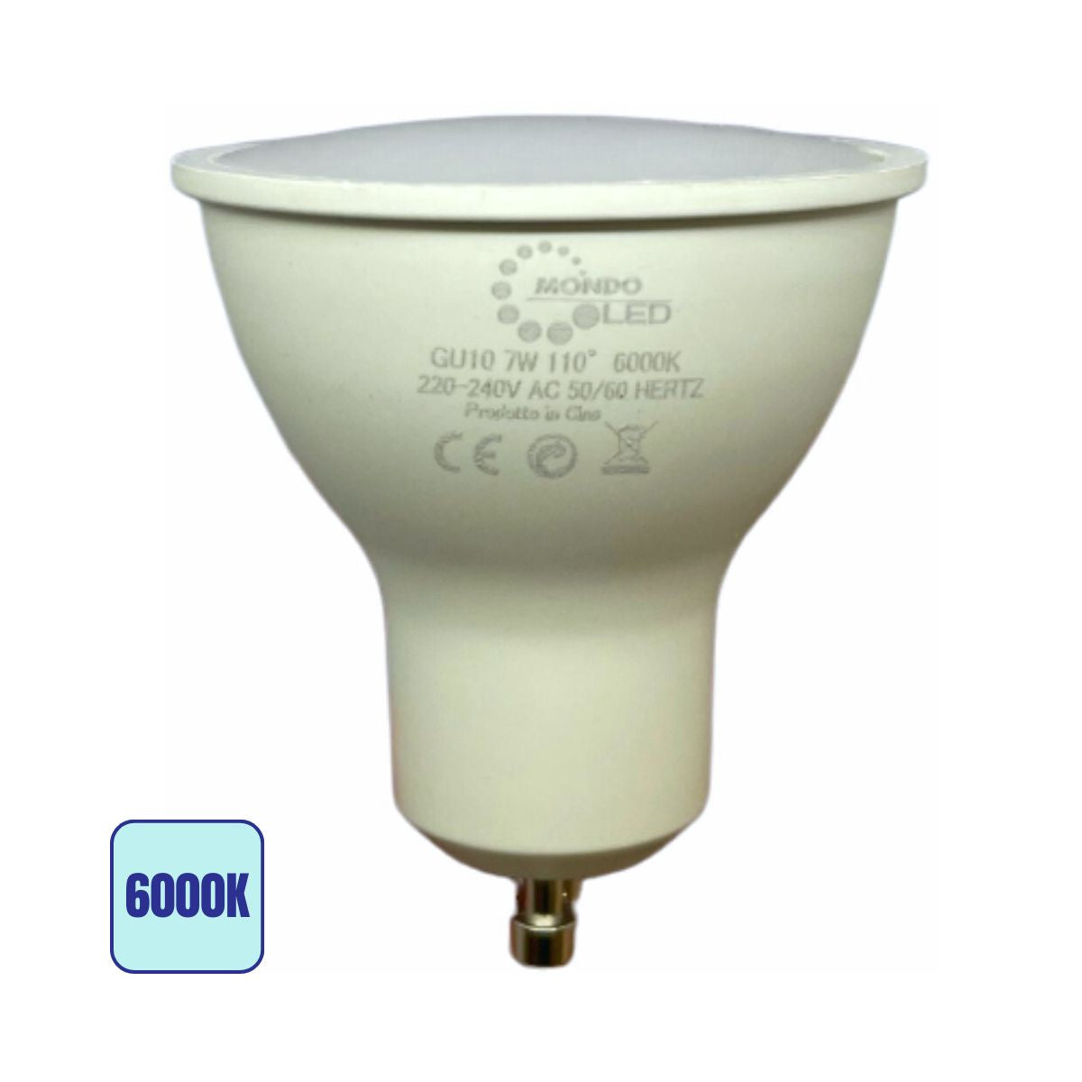 Lampadina LED Gu10 7w SPOT LIGHT Opaca | SMD 110° Luce Fredda 6000k - Alta Luminosità