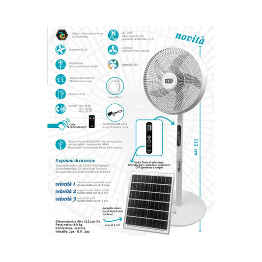 MISTRAL SOLARE VENTILATORE PIANTANA DC