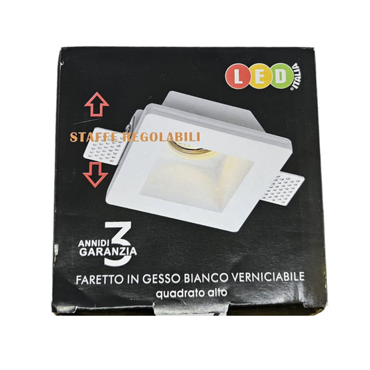 Portafaretto In Gesso Da Incasso Quadrato Interno Squadrato GU10 120x120x55 mm-LED ITALIA