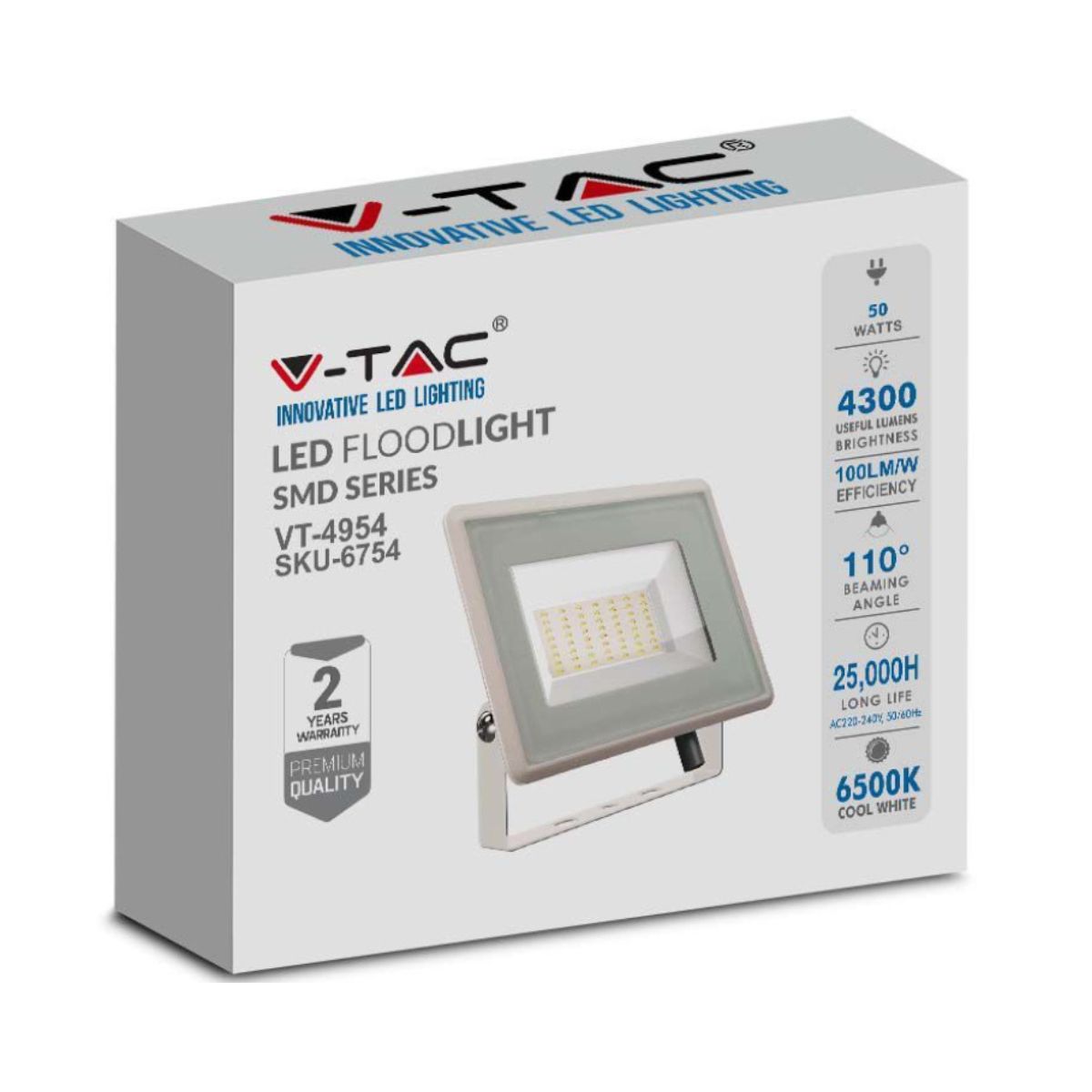 Faro LED SMD Series FloodLight 50w IP65 Da Esterno Bianco-Luce Fredda 6500k