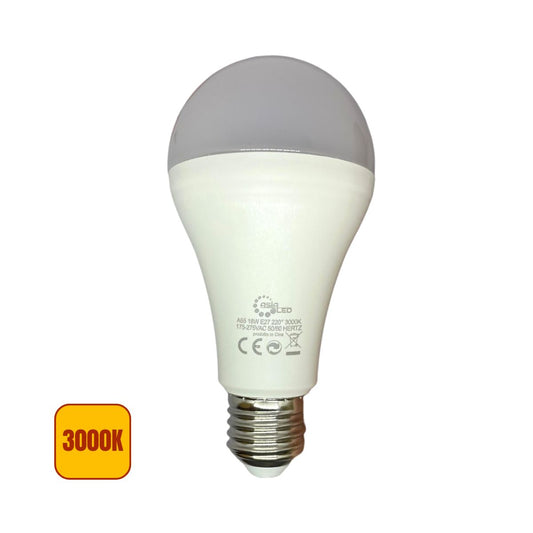 Lampadina LED E27 18w | A65 SMD Luce Calda 3000k - Alta Luminosità
