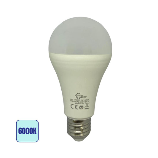 Lampadina LED E27 18w | A65 SMD Luce Fredda 6000k - Alta Luminosità