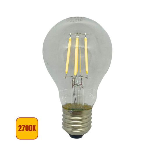 Lampadina LED E27 a Filamento A60 - Trasparente 5w 2700k Luce Calda - Mondo Led