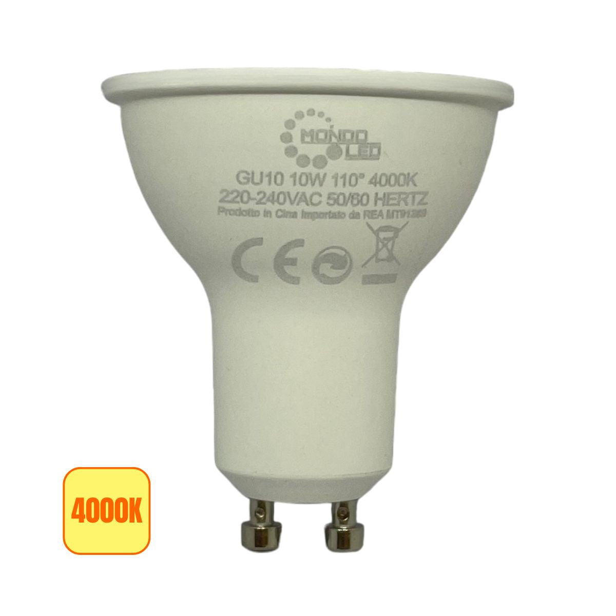 Lampadina LED Gu10 10w SPOT LIGHT Opaca | SMD 110° Luce Naturale 4000k - Alta Luminosità