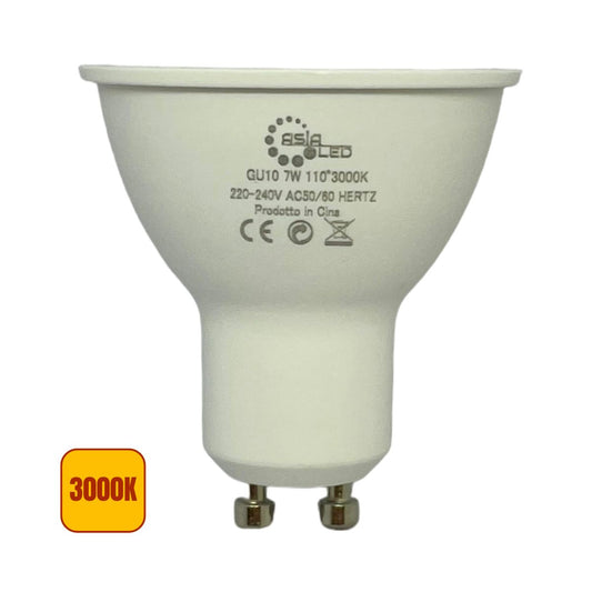 Lampadina LED Gu10 7w SPOT LIGHT Opaca | SMD 110° Luce Calda 3000k - Alta Luminosità