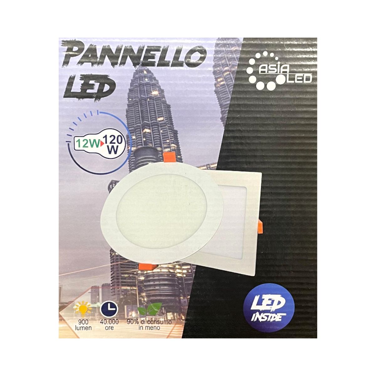 Pannello LED Slim Quadrato Da Incasso 12w Con Trasformatore - Luce Fredda 6000k