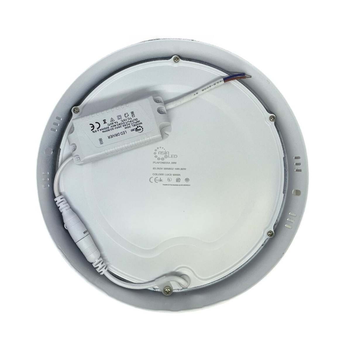 Plafoniera LED 20W Rotonda - Bianca diametro 225mm-Luce Fredda 6000k